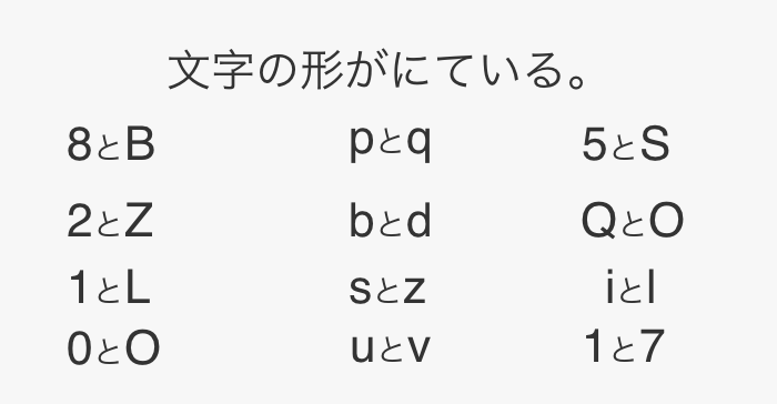 文字の入力間違い